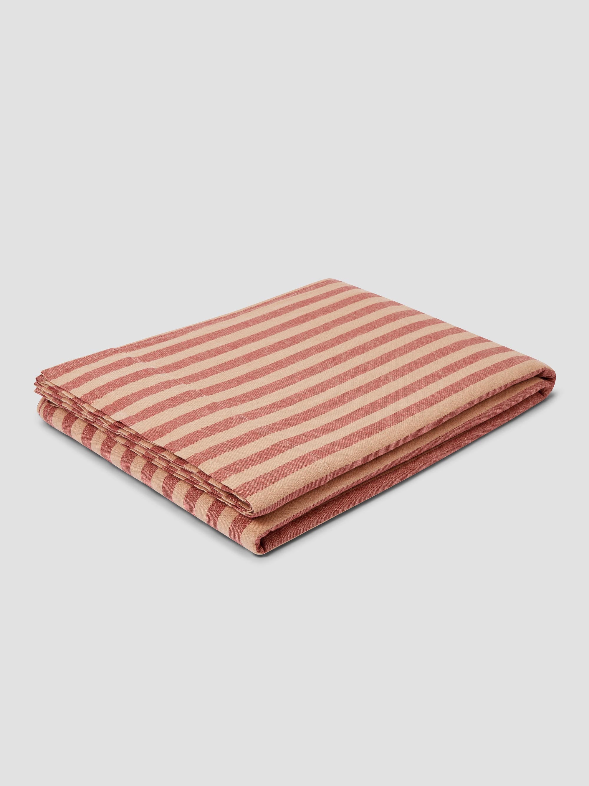 Sandstone Red Striped Linen Blend Flat Sheet - Image 2