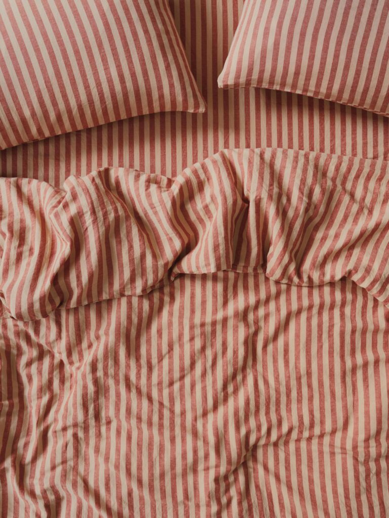Sandstone Red Striped Linen Duvet Cover