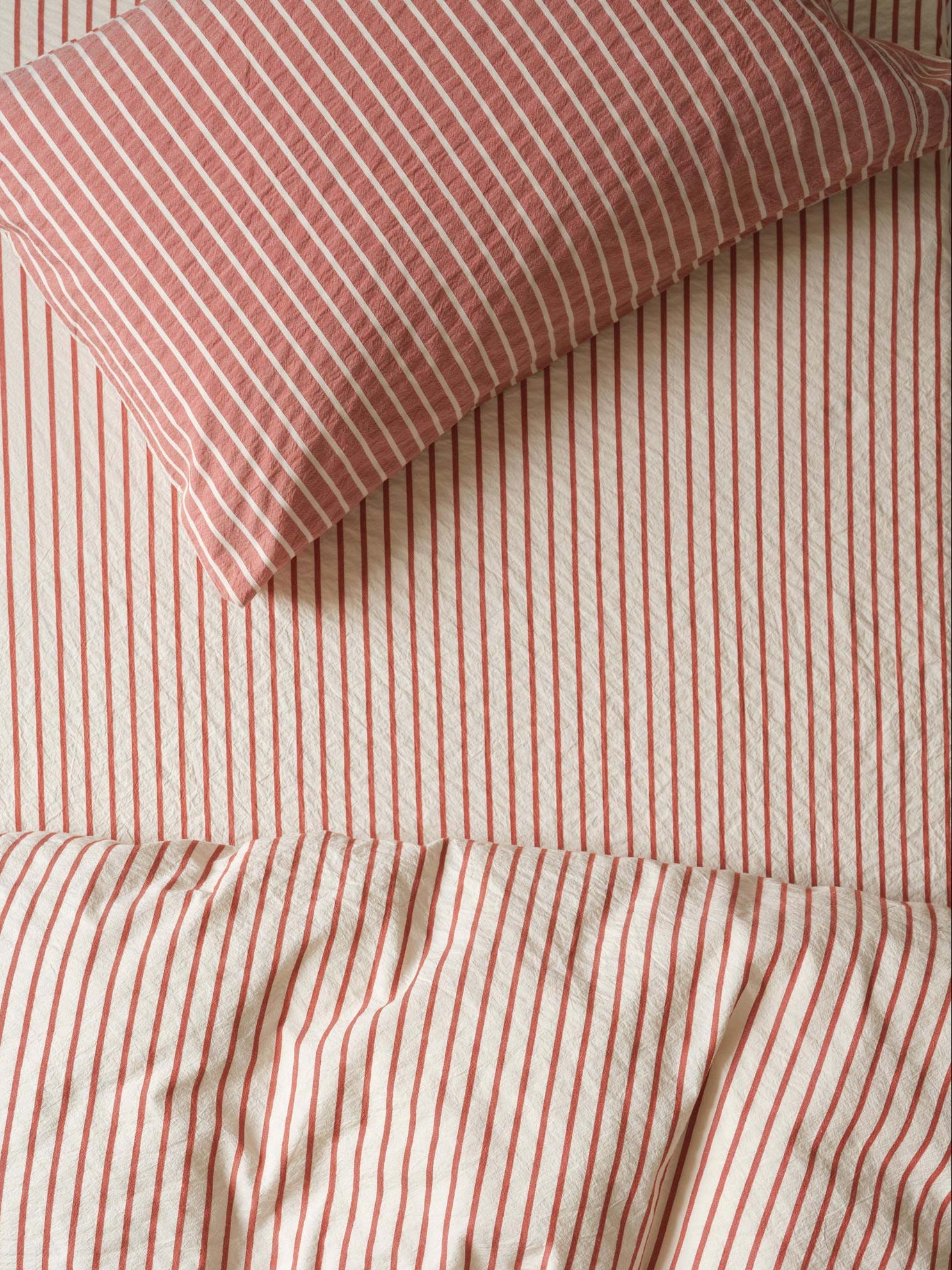 Red Striped Cotton Fitted Sheet - Image 2