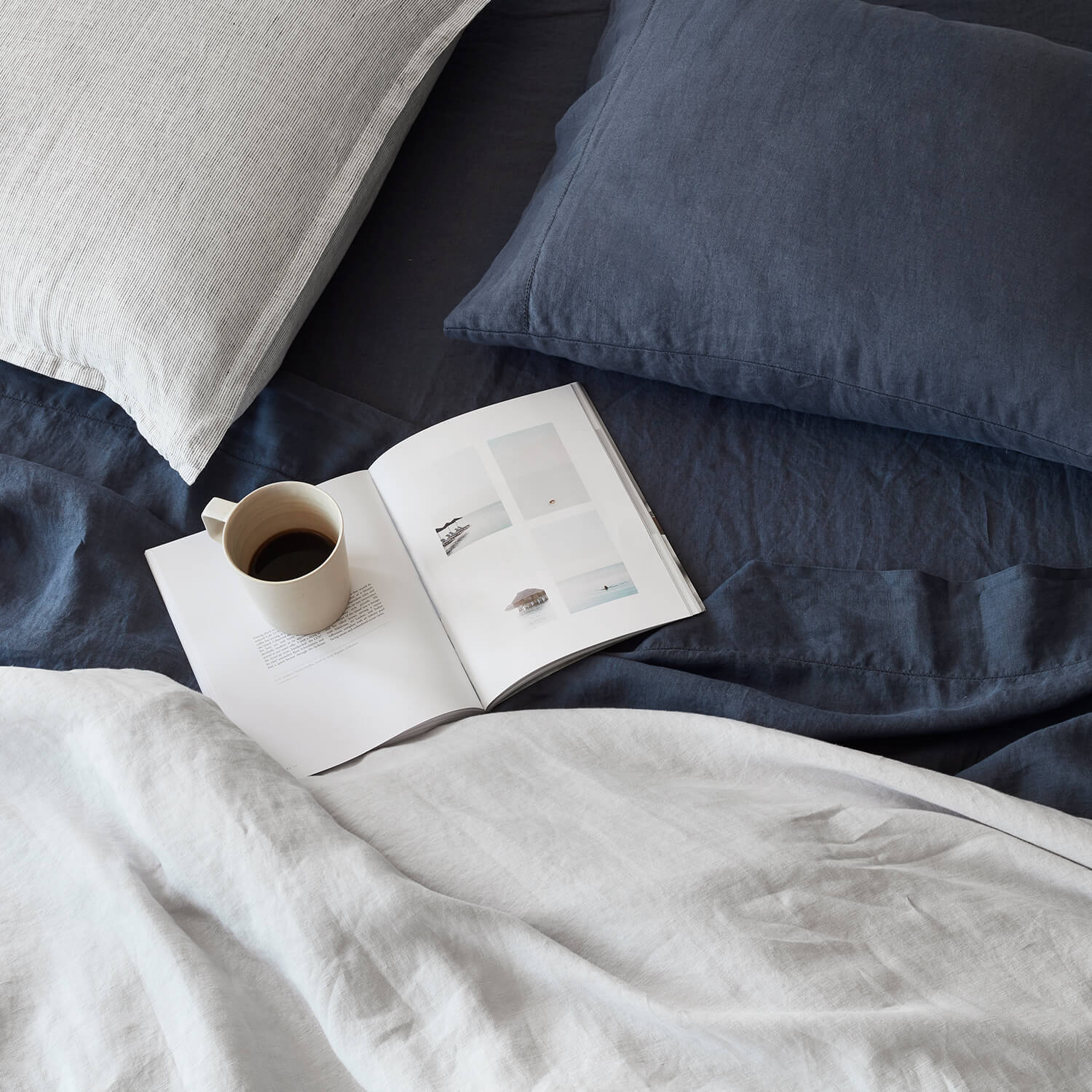 Stonewashed Linen Sham Set in Blue - Image 30