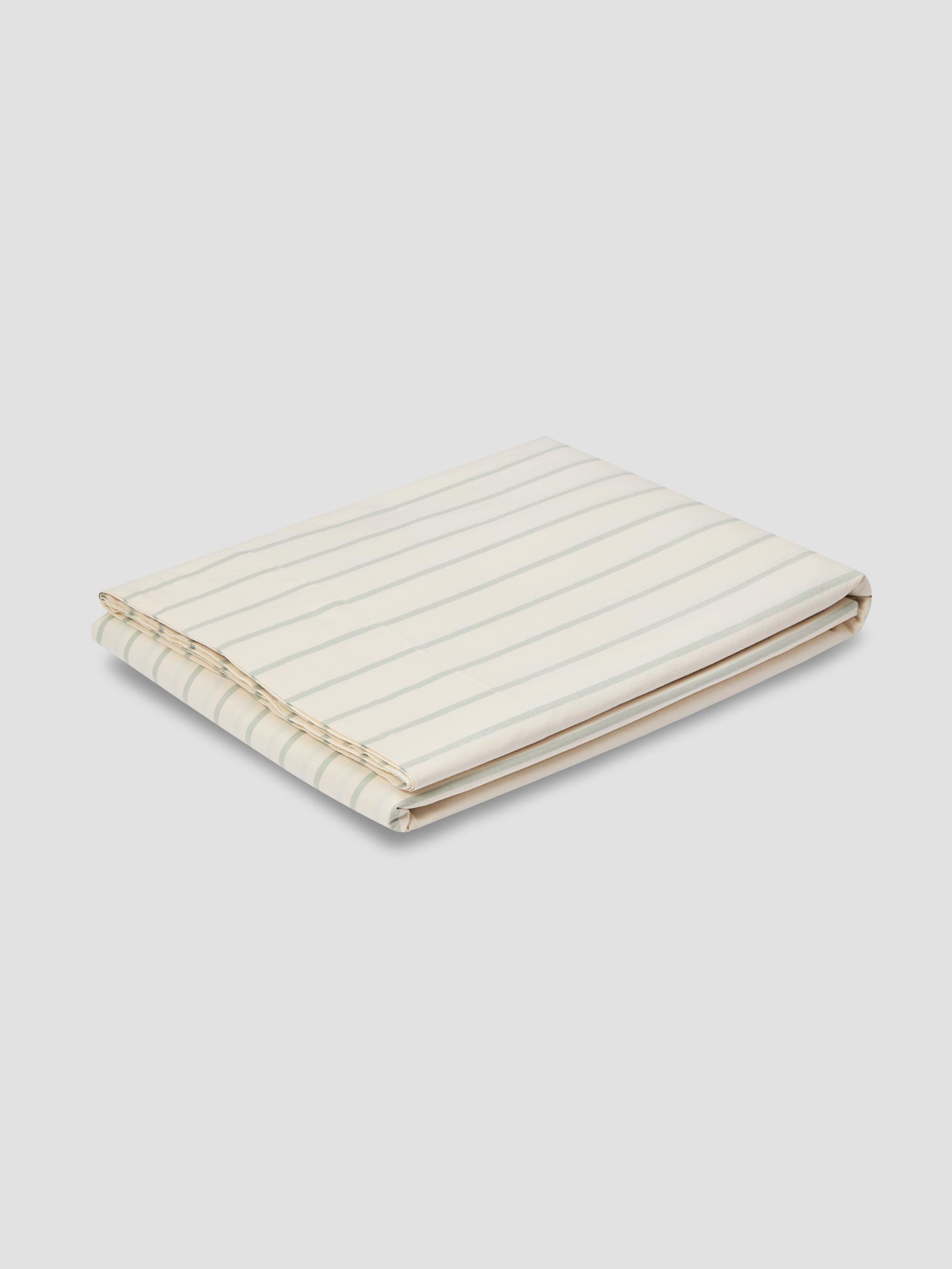 Mellow Green Striped Cotton Flat Sheet - Image 2
