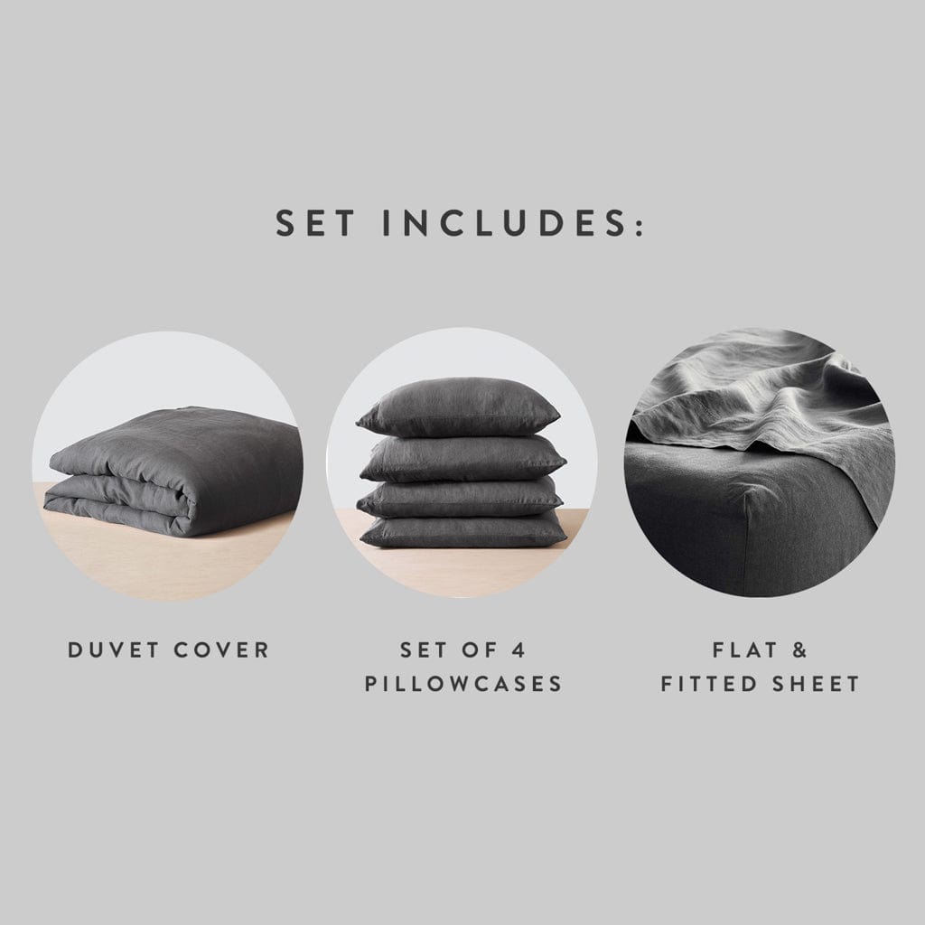 Stonewashed Linen Bedding Bundle in Green - Image 44