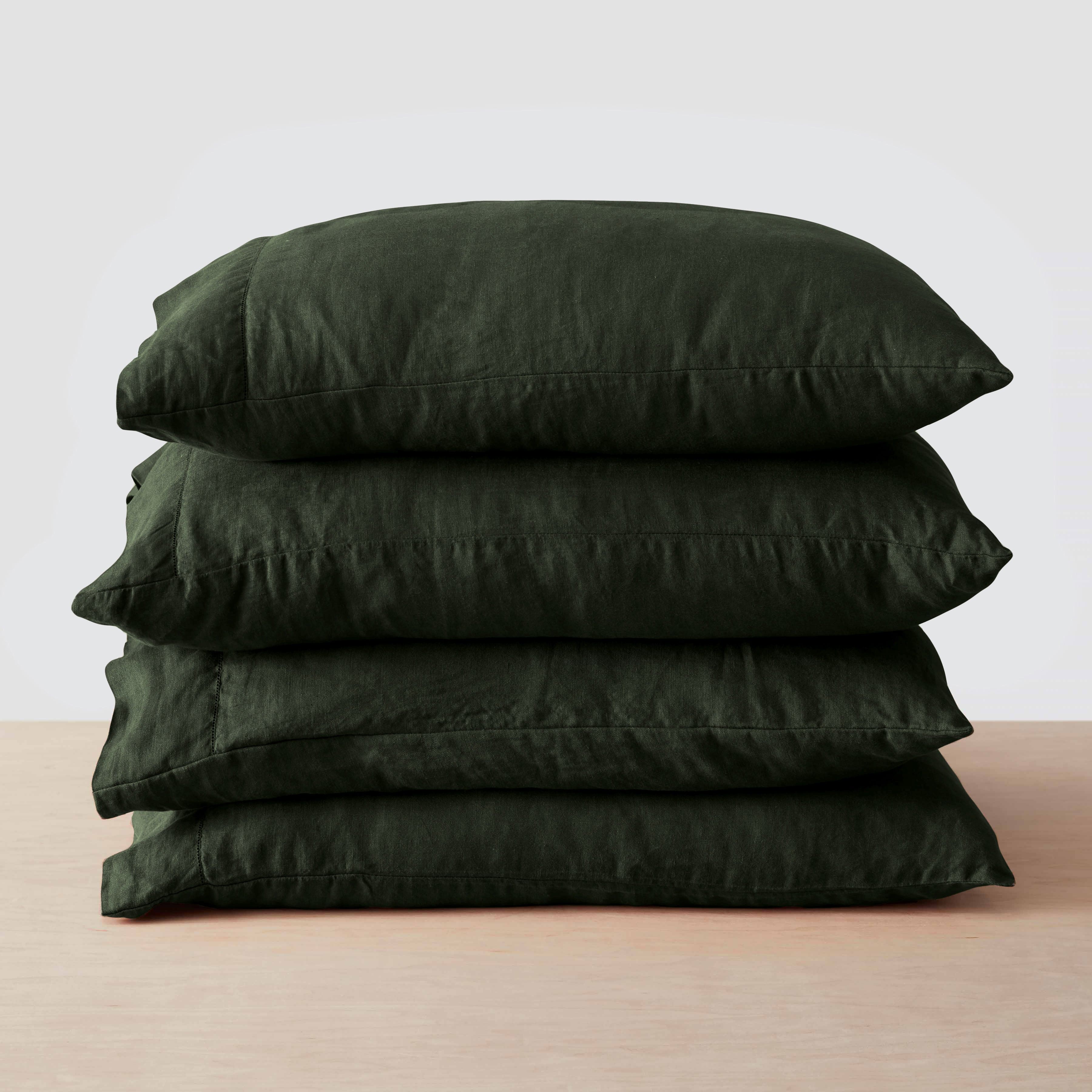 Stonewashed Linen Bedding Bundle in Green - Image 121
