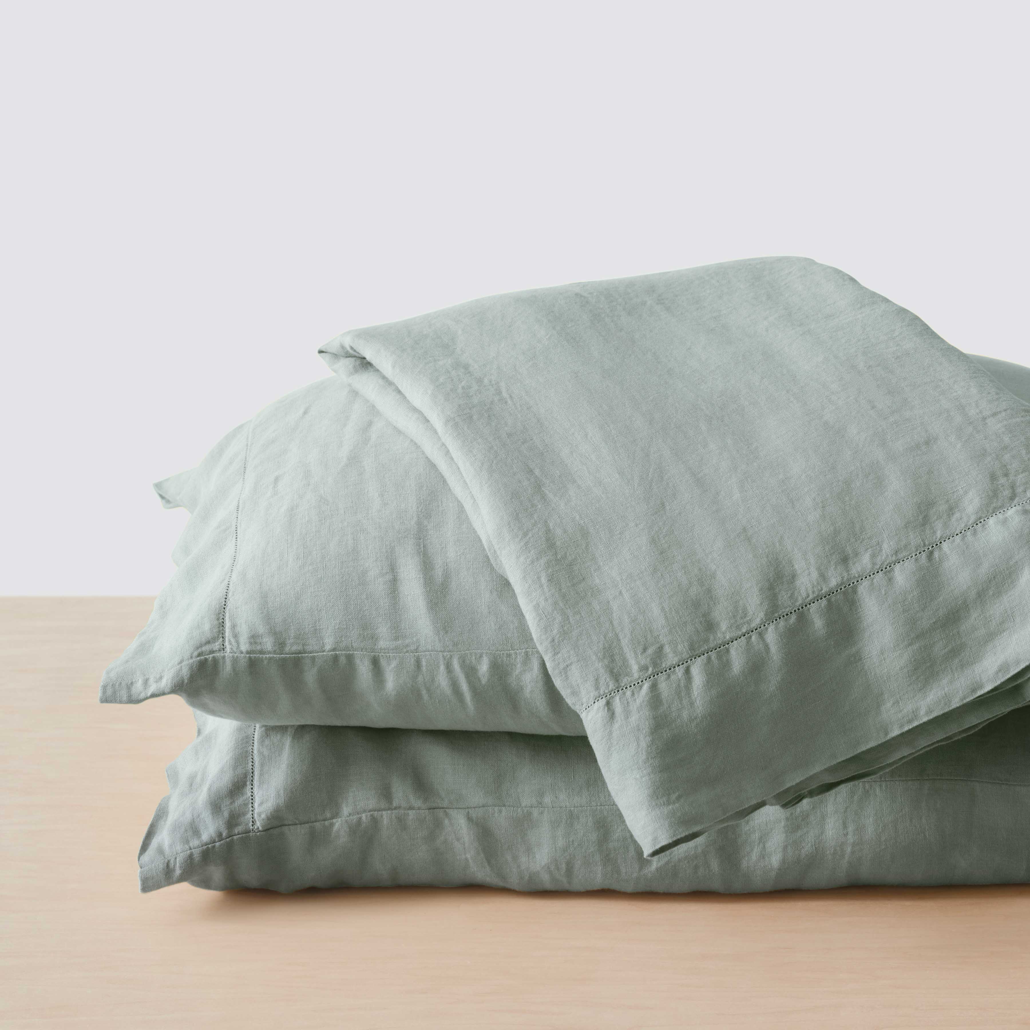 Stonewashed Linen Bedding Bundle in Green - Image 109