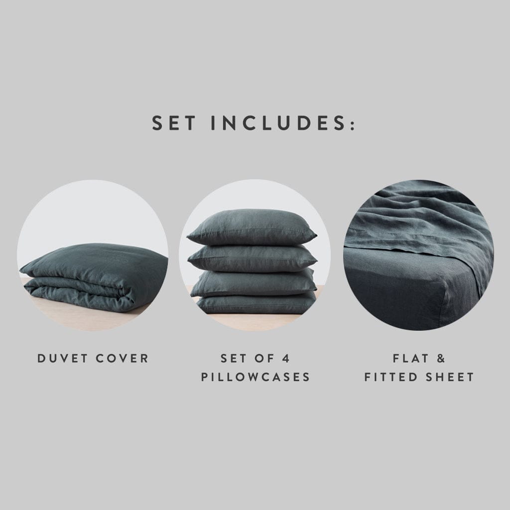 Stonewashed Linen Bedding Bundle in Green - Image 96