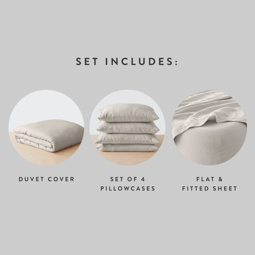 Stonewashed Linen Bedding Bundle in Green - Image 76