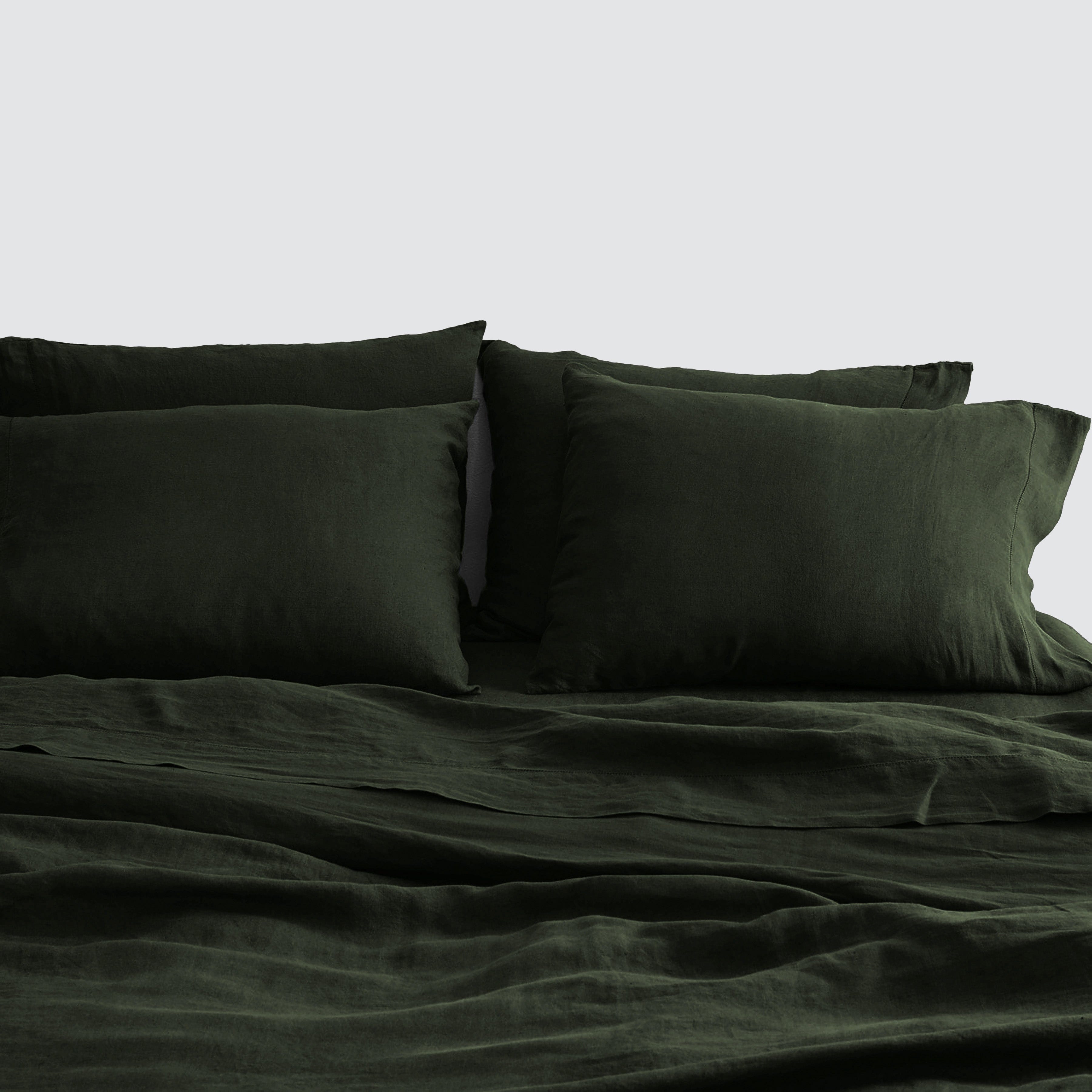 Stonewashed Linen Bedding Bundle in Green - Image 120