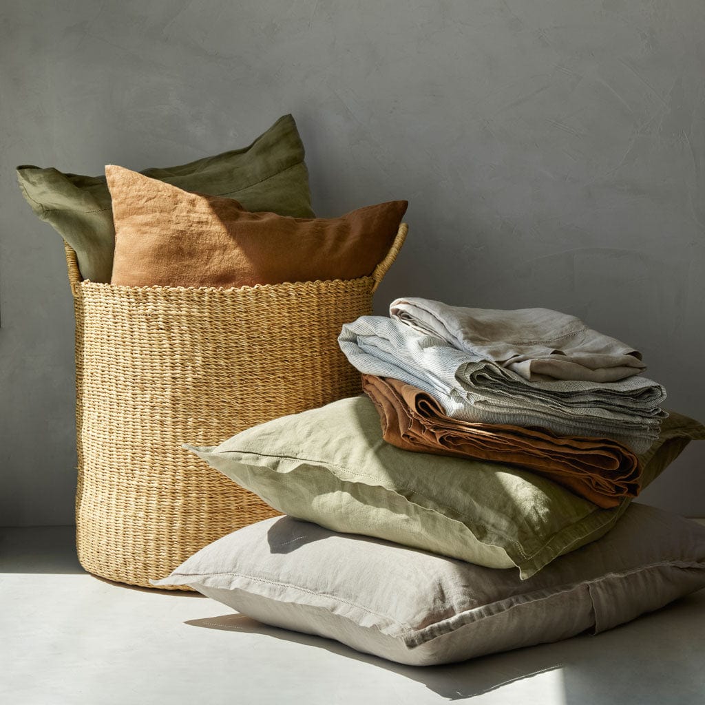 Stonewashed Linen Euro Sham Set in Green - Image 44
