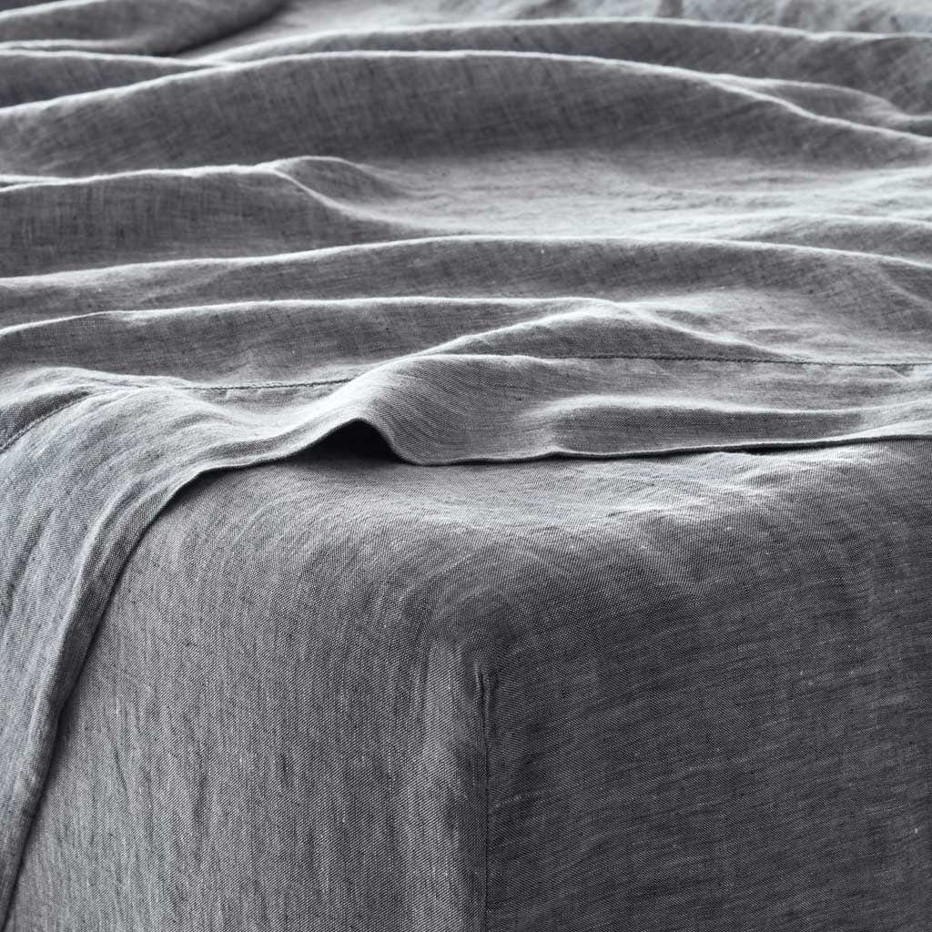 Stonewashed Linen Bedding Essential in White