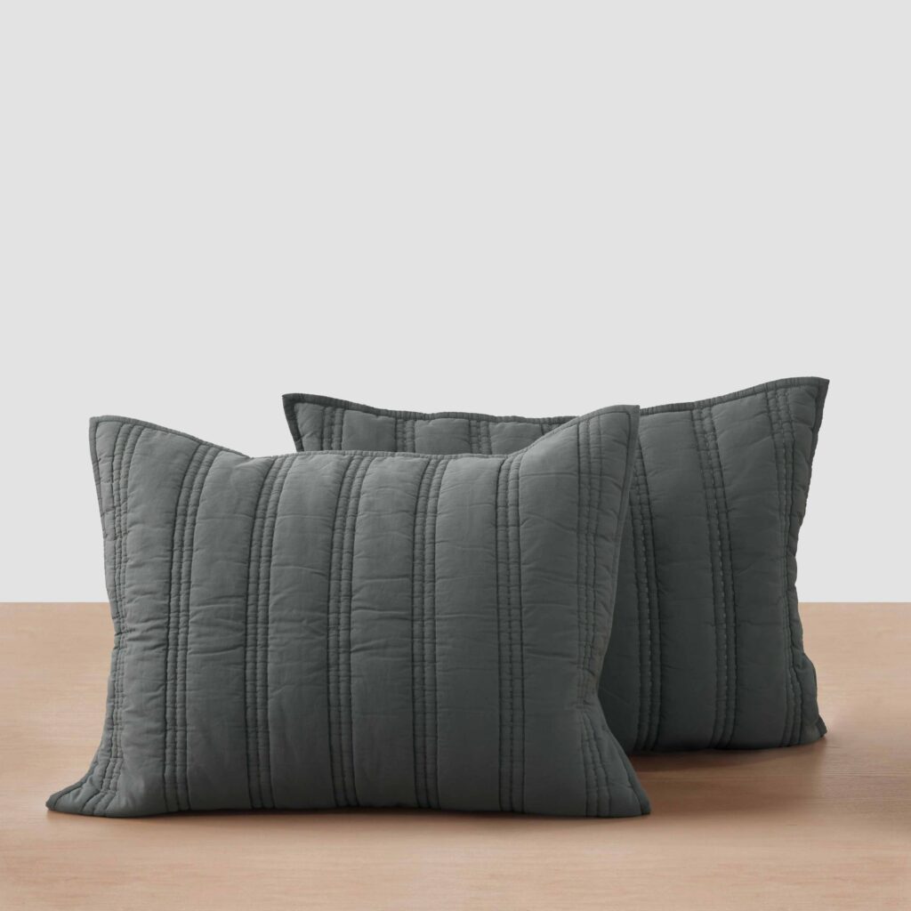 Organic Cotton Percale Sham Set in Blue