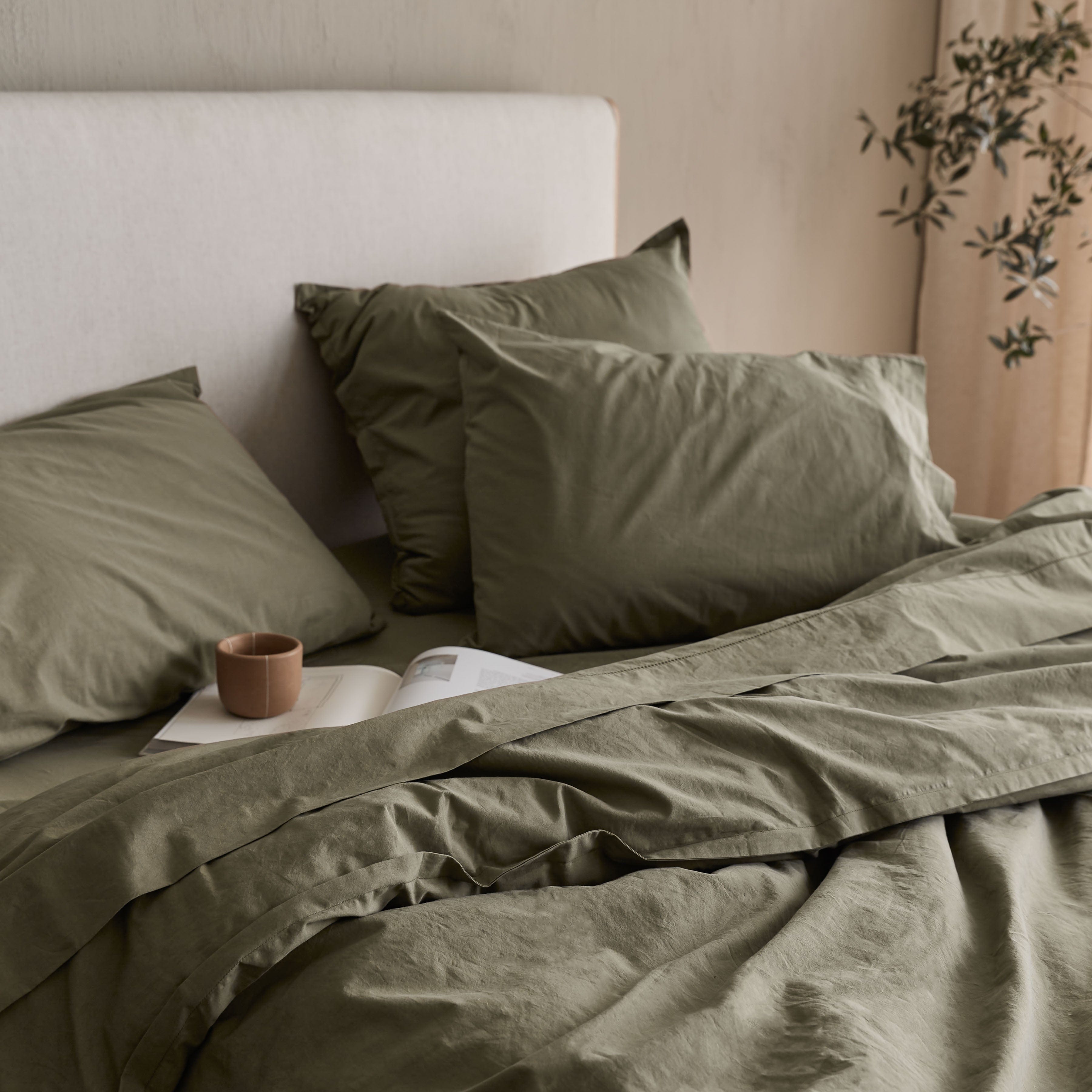 Organic Cotton Percale Duvet Cover in Terracotta - Image 36