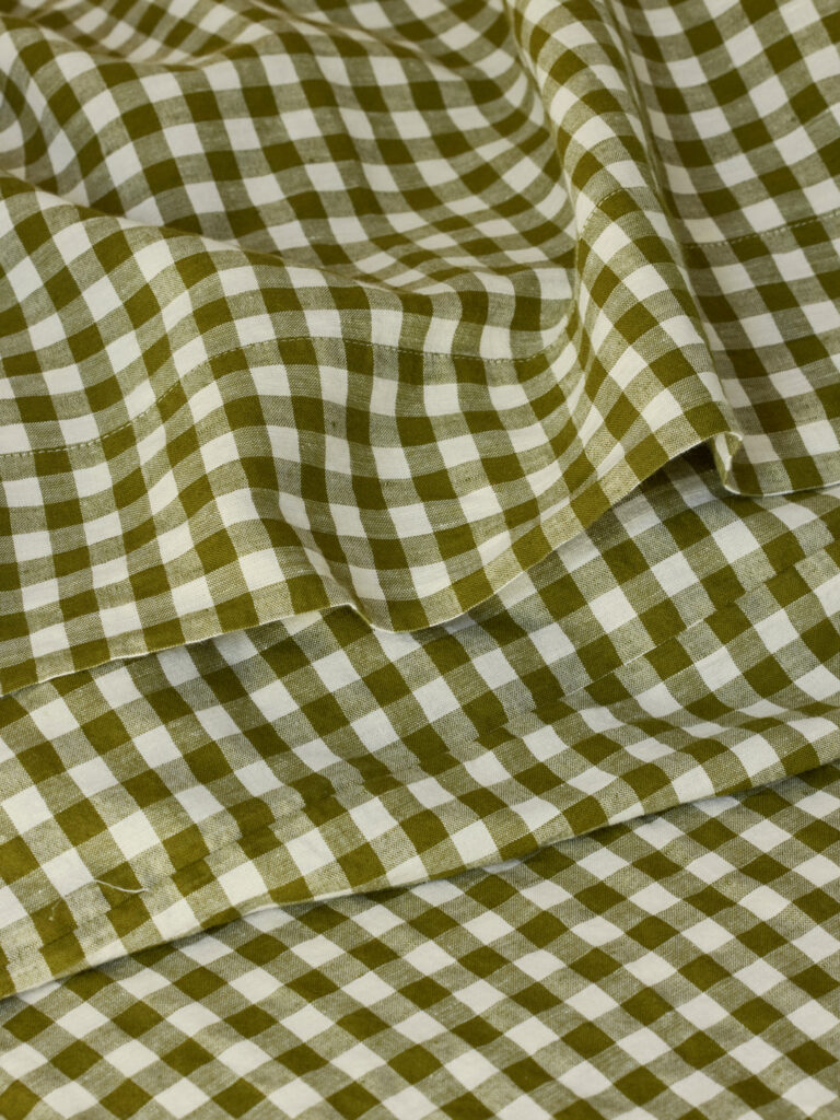 Gingham Linen Blend Flat Sheet Style 2