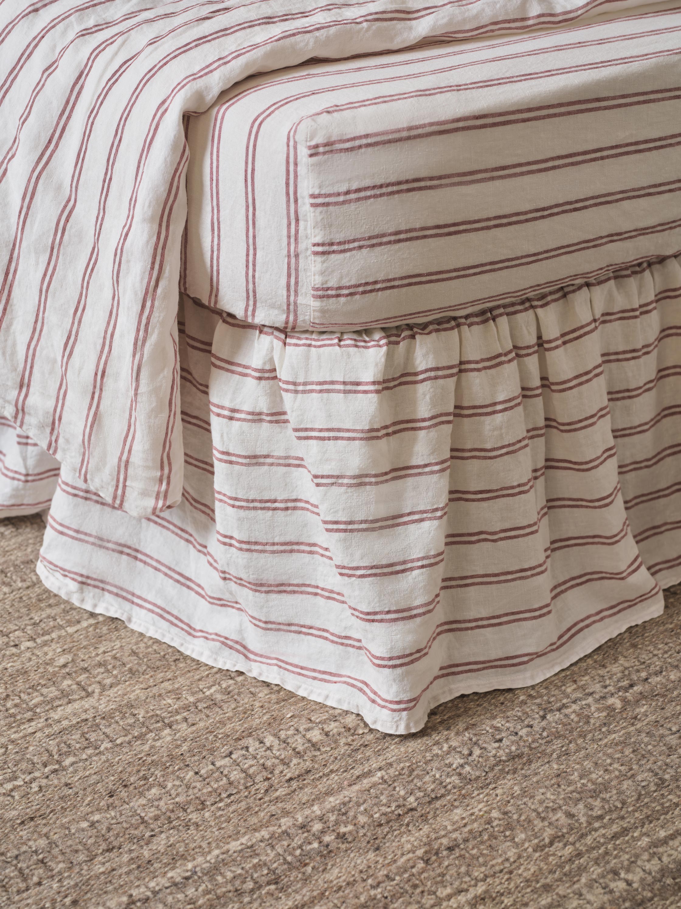 Rhubarb Striped Linen Blend Bed Valance Style 2 - Image 2
