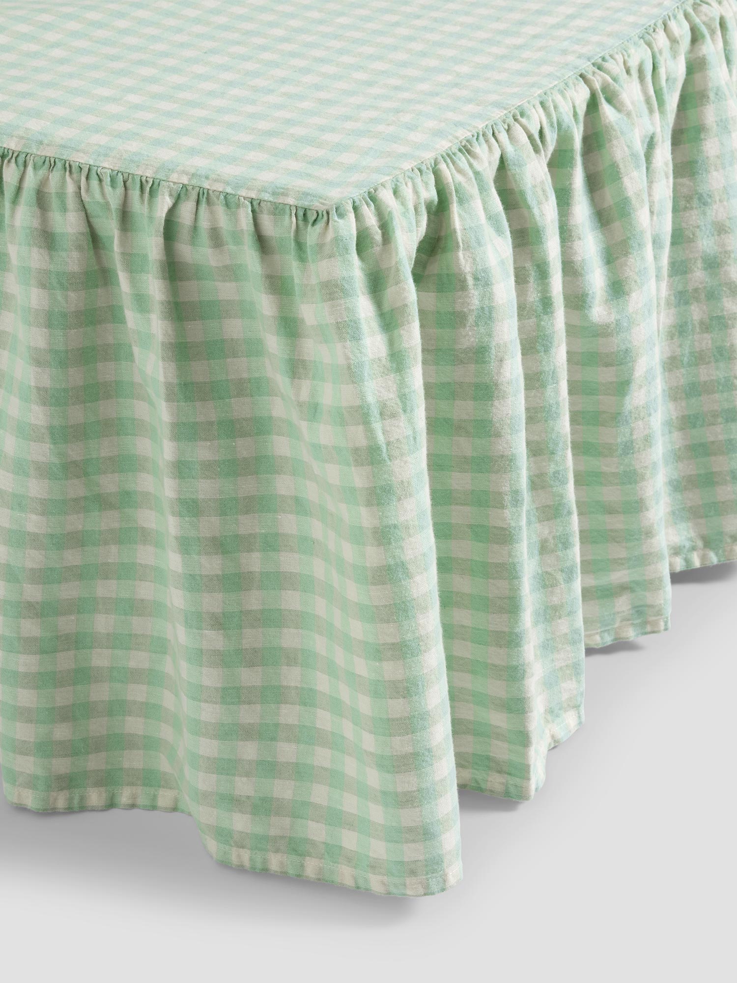 Gingham Linen Blend Bed Valance